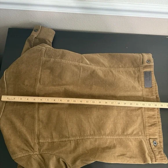 Zara Mens Trucker Corduroy Jacket Brown Button Front Casual Size Small Tan Camel - Picture 11 of 12